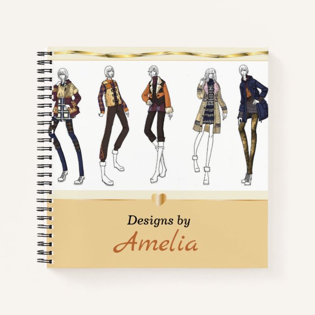 Personalized Fashion Sketchbook Notebook (Front)