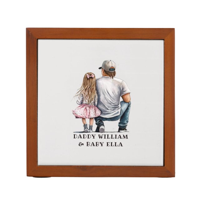 Personalized Father and Daughter (4) Desk Organizer (Front)
