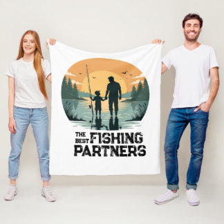 Personalized Father and Son Fishing Gift Fleece Blanket