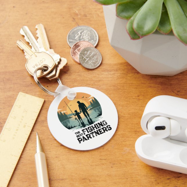 Personalized Father and Son Fishing Gift Keychain (Desk)
