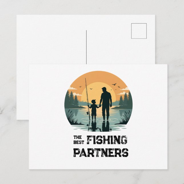 Personalized Father and Son Fishing Gift Postcard (Front/Back)