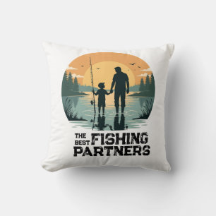 Personalized Father and Son Fishing Gift Throw Pillow