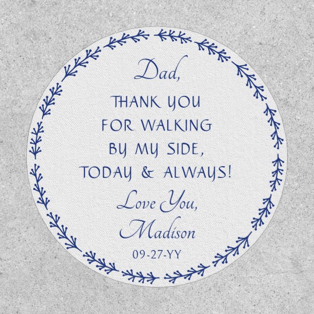 Personalized Father Of The Bride Wedding Gift Tie Patch (Front)