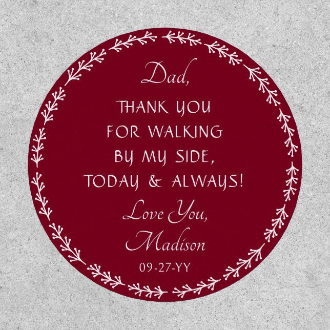 Personalized Father Of The Bride Wedding Gift Tie Patch (Front)