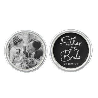 Personalized Father of the Bride Wedding Photo Cufflinks