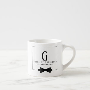 Personalized Father of The Groom Monogram Bow Tie Espresso Cup