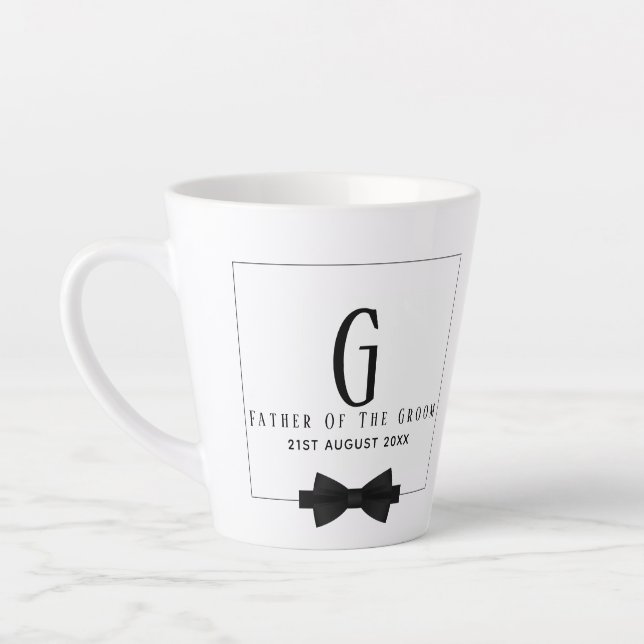 Personalized Father of The Groom Monogram Bow Tie Latte Mug (Left)
