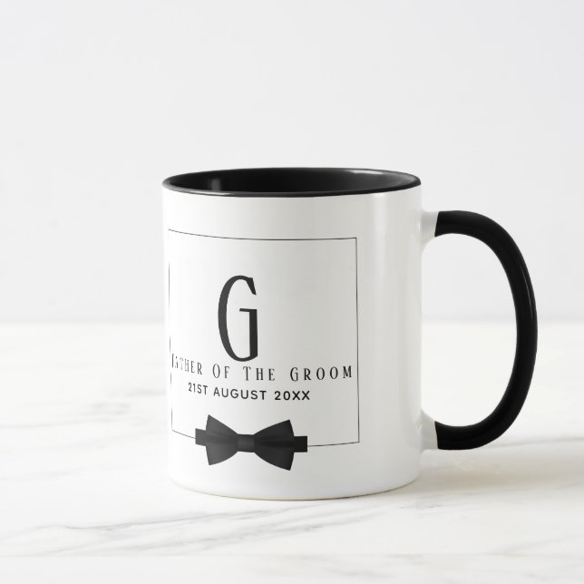 Personalized Father of The Groom Monogram Bow Tie Mug (Right)