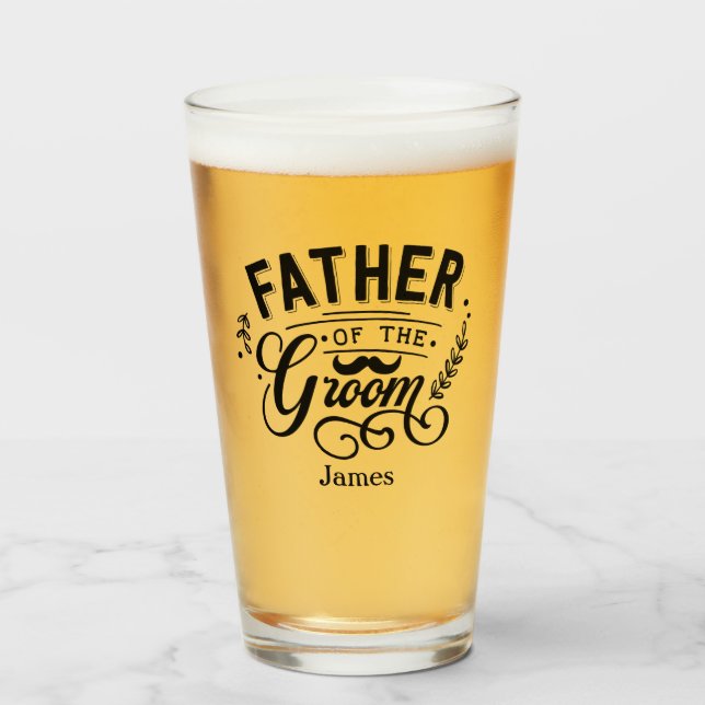 Personalized Father of the Groom Mustache Glass (Front Filled)
