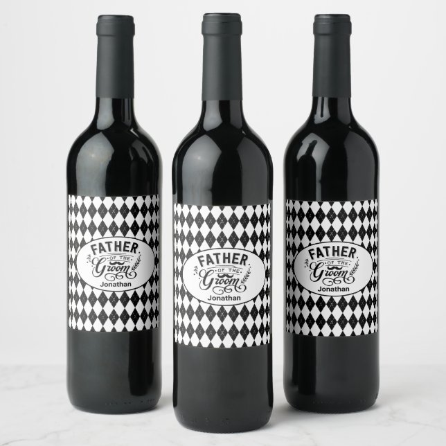 Personalized Father of the Groom Mustache Wine Label (Bottles)