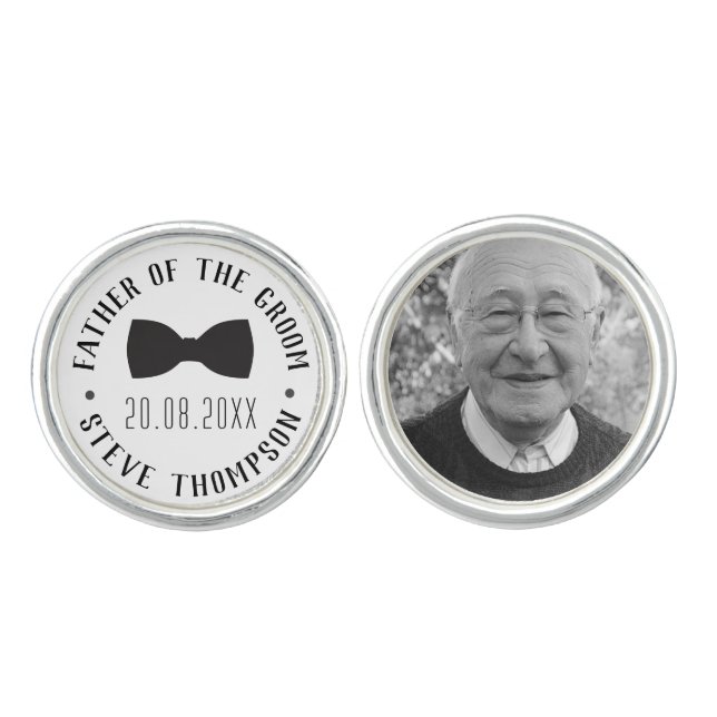 Personalized Father of the Groom Photo Cufflinks (Front)