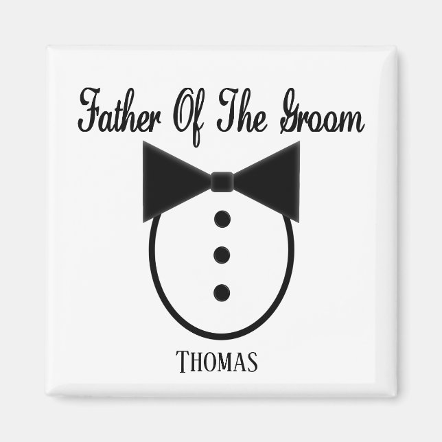 Personalized Father of the Groom Tux and Bow tie Magnet (Front)
