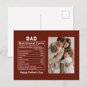 Personalized Father’s Day Dad Nutritional Facts Postcard