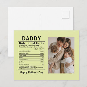 Personalized Father’s Day Daddy Nutritional Facts Postcard