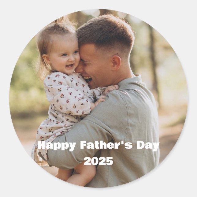 Personalized Father's Day 2026 Photo  Classic Round Sticker (Front)