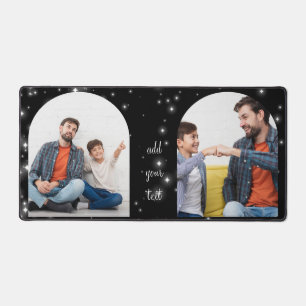 Personalized Father's Day 2 Photo Collage Starry Desk Mat