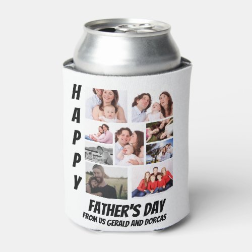 Personalized Fathers Day  9 Photo Collage  Can Cooler