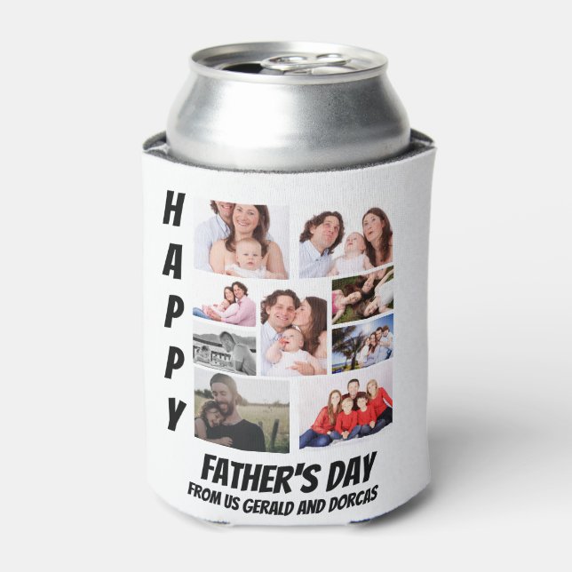 Personalized Father's Day  9 Photo Collage  Can Cooler (Can Front)