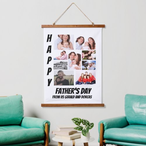 Personalized Fathers Day  9 Photo Collage  Hanging Tapestry
