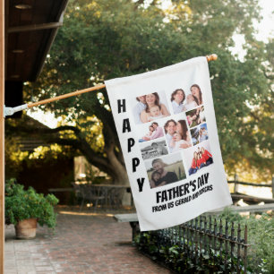 Personalized Father's Day 9 Photo Collage House Flag