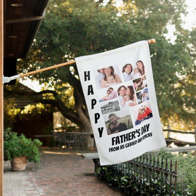 Personalized Father's Day  9 Photo Collage  House Flag (In SItu)