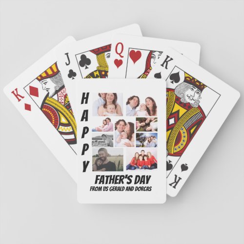 Personalized Fathers Day  9 Photo Collage Playing Cards