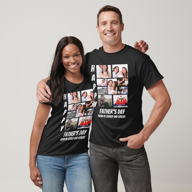 Personalized Father's Day  9 Photo Collage  T-Shirt (Unisex)
