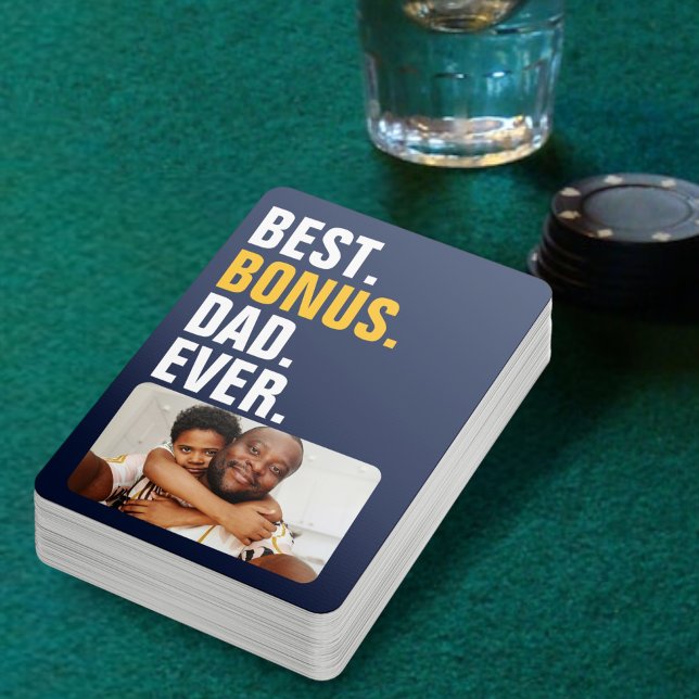 Personalized Fathers Day Best Bonus Dad Ever Poker Cards (Personalized Fathers Day Best Bonus Dad Ever Playing Cards from Ricaso. The stepdad that stepped up)