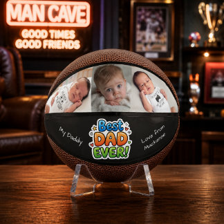 Personalized Father's Day Best Dad Ever Photo  Mini Basketball