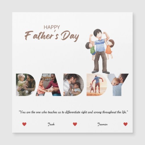 Personalized Fathers Day DADDY Photo Collage  Magnetic Invitation