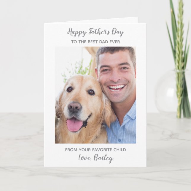Personalized Father's Day Dog Dad Pet Photo Holiday Card (Front)