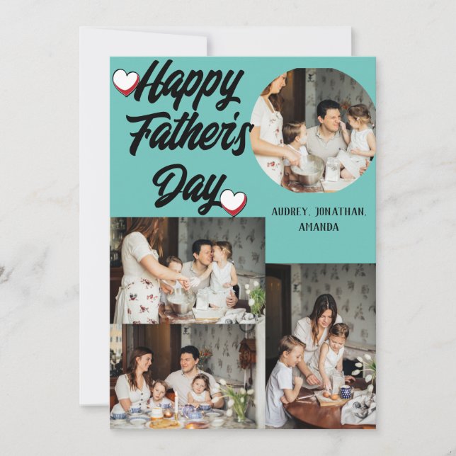 Personalized father's Day, Four photo collage Holiday Card (Front)