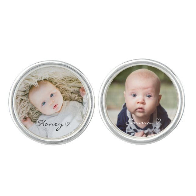 personalized Father's Day gift family photo on dad Cufflinks (Front)