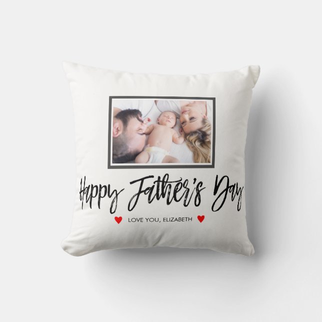 Personalized Fathers Day Gift for Dad Photo Throw Pillow (Front)