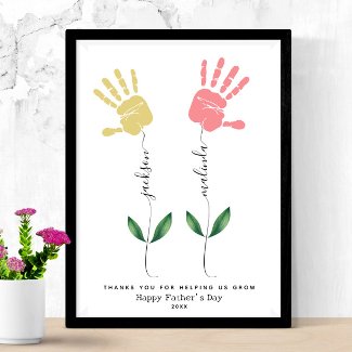 Personalized Father's Day Handprint flower Art