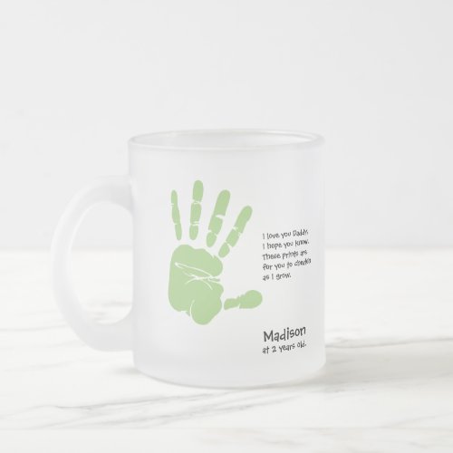 Personalized Fathers Day handprint gift Frosted Glass Coffee Mug