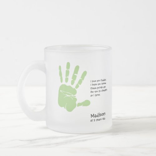 Personalized Fathers Day handprint gift Frosted Glass Coffee Mug