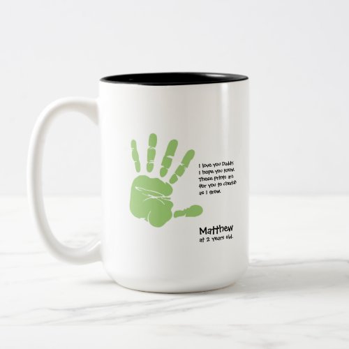 Personalized Fathers Day handprint gift Two_Tone Coffee Mug