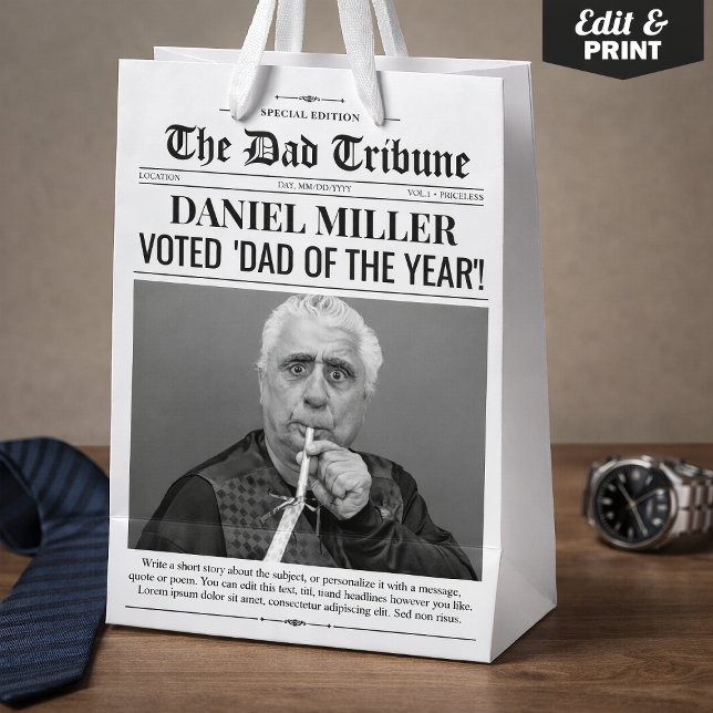 Personalized Father's Day Newspaper Gift Bag  (Personalized Father's Day Newspaper Gift Bag)
