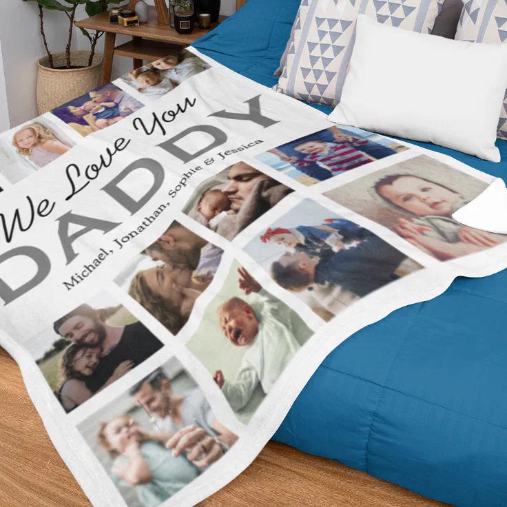 Personalized Fathers Day Photo Collage Fleece Blanket Zazzle