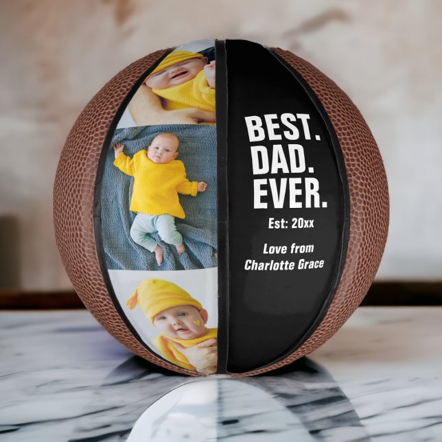 Personalized Fathers Day Photo Gift Best Dad Ever Mini Basketball (Creator Uploaded)