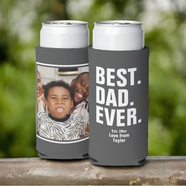 Personalized Fathers Day Photo Gift Best Dad Ever Seltzer Can Cooler (Personalized Fathers Day Photo Gift Best Dad Ever Seltzer Can Coolers from Ricaso. Add photo & text)