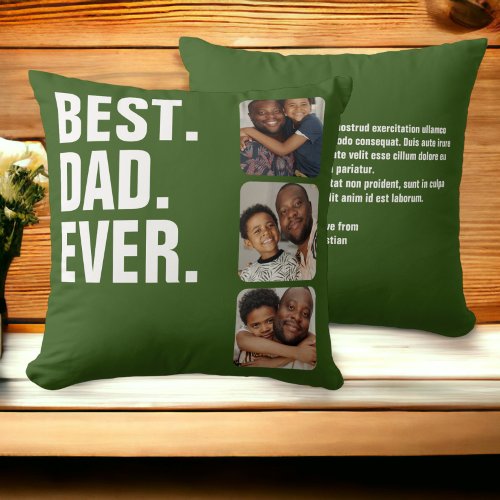 Personalized Fathers Day Photo Gift Best Dad Ever Throw Pillow