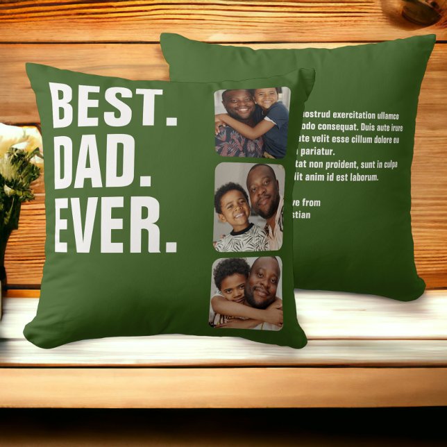 Personalized Fathers Day Photo Gift Best Dad Ever Throw Pillow (Creator Uploaded)