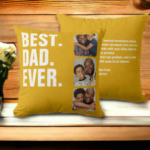 Personalized Fathers Day Photo Gift Best Dad Ever Throw Pillow