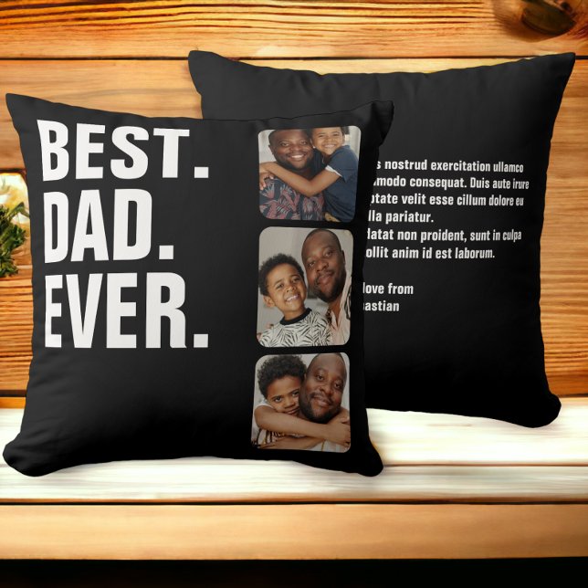 Personalized Fathers Day Photo Gift Best Dad Ever Throw Pillow (Creator Uploaded)