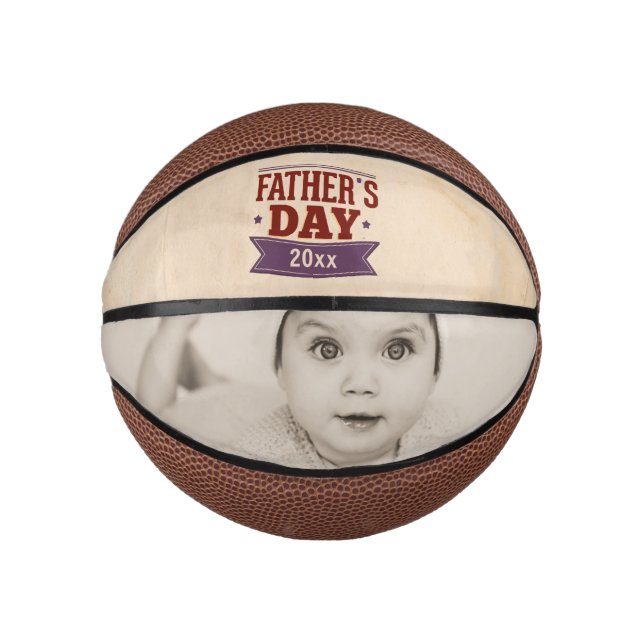 Personalized Fathers Day Photo Gift Mini Basketball (Front)