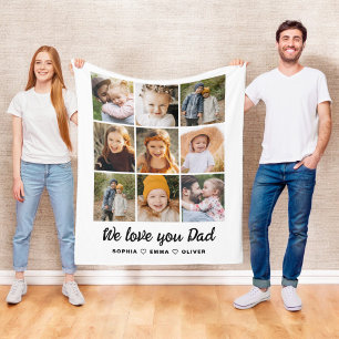 Personalized Fathers Day Photo Instagram Collage Fleece Blanket