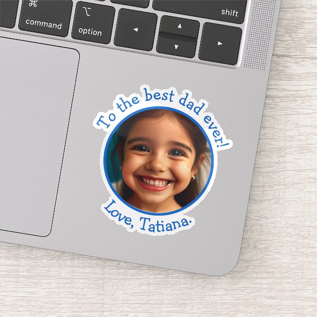 Personalized Father's Day Photo Name Keepsake Sticker (Detail)