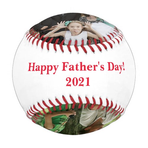 Personalized Fathers Day Three Photo Baseball
